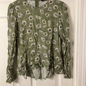 Zara Green Floral Patterned Top